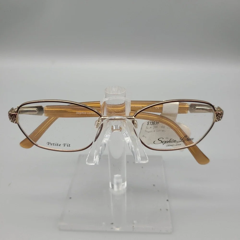 Sophia Loren M246 Zyloware Eyeglass Frames Cognac Gold Petite Fit 49-17-135 NEW